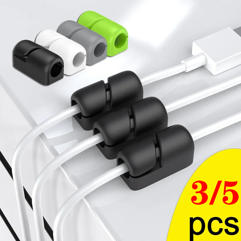 3/5 cái sắp xếp kẹp cáp tự Cáp dính Quản Lý Hình Dán Tường mạng cố định kẹp máy cuộn dây