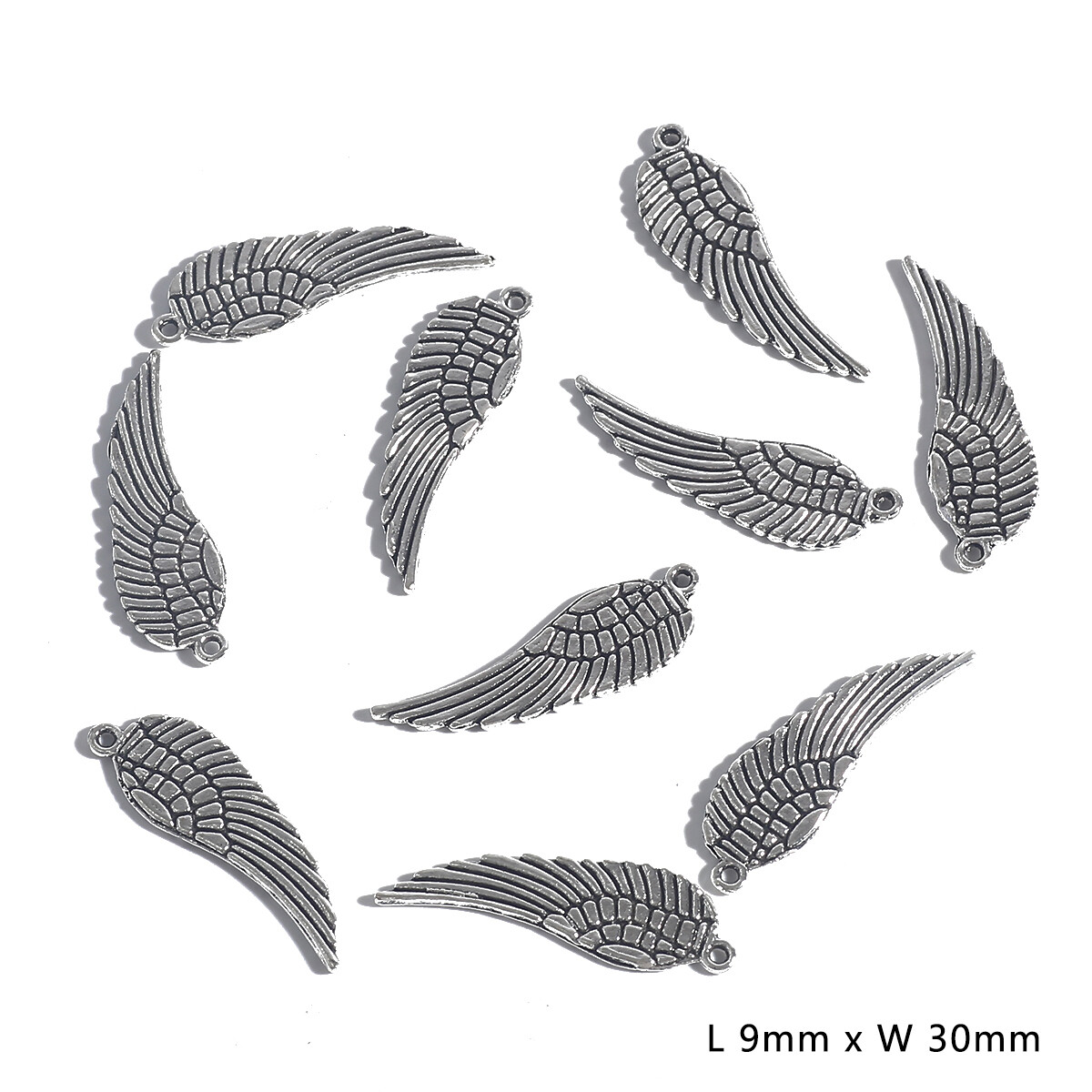 10-50Pcs Charms Angel Wings Small Feather Wing Antique Silver Color Alloy Charms Pendants DIY Jewelry Findings Loose Spacer Beads Vintage Handmade