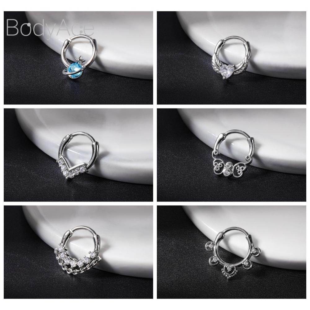 Bodyace 1 chiếc Khuyên tai xoắn ốc hình con ong hình con ong đoạn có khớp nối vòng kín bấm xỏ mũi bằng đồng 10mm