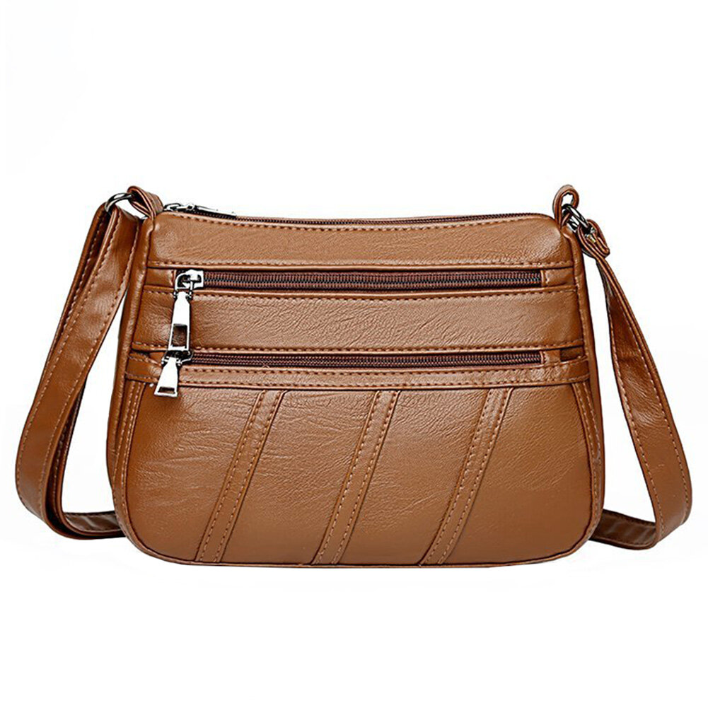 Women PU Shoulder Bag Multi-pocket Mother Female Solid Crossbody Handbags