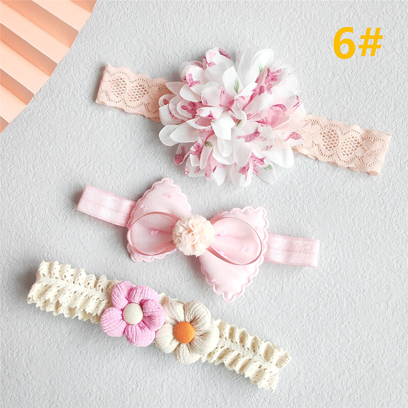 3Pcs Baby Headbands For Girls Lace Flower Princess Elastic Kids Girl Hairband Headband Bows Infant Turban Baby Hair Accessories