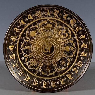 Brass, gilded, and made in the Qianlong period of the Qing Dynasty. Collected with patterns of eight treasures, decorated with plates and ornaments. Used goods, all copper plates
