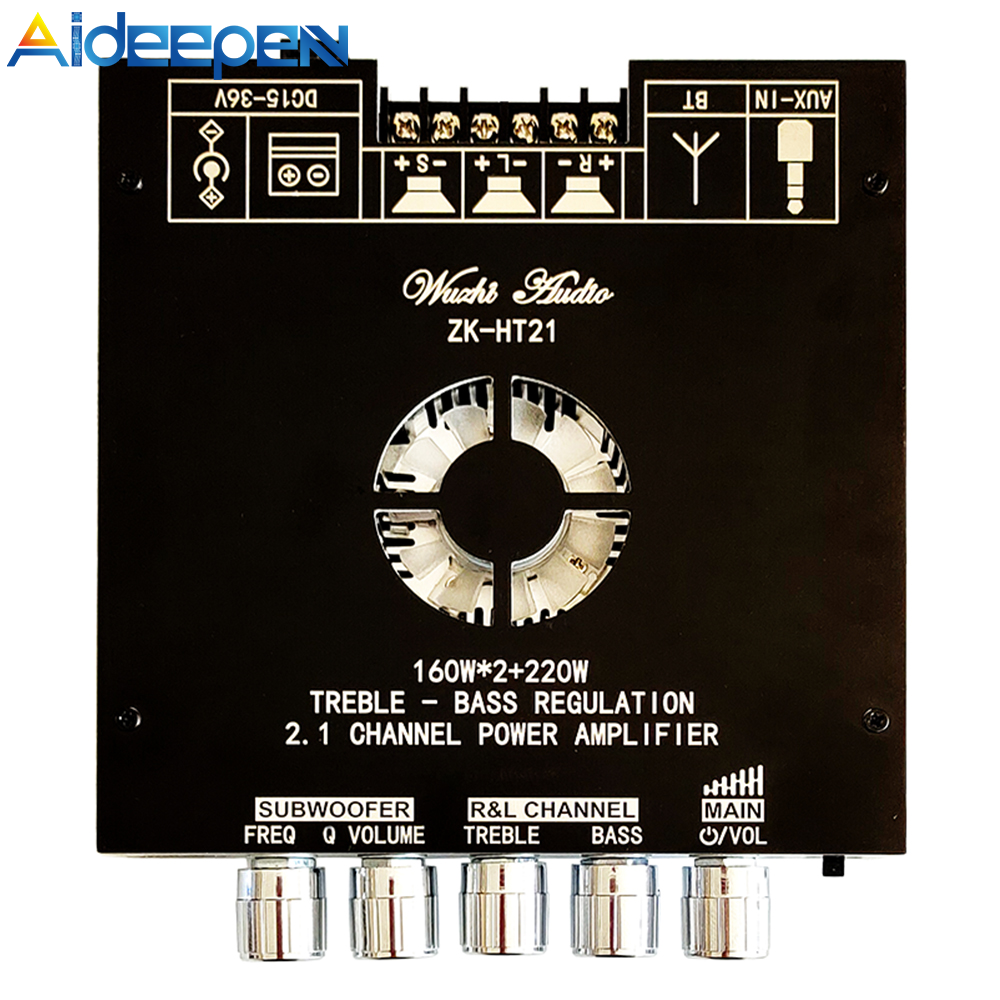 Aideepen bt power amplifier board stereo hifi 2.1 channel 160wx2+220w bt 5.0 audio amplifier board digital power module