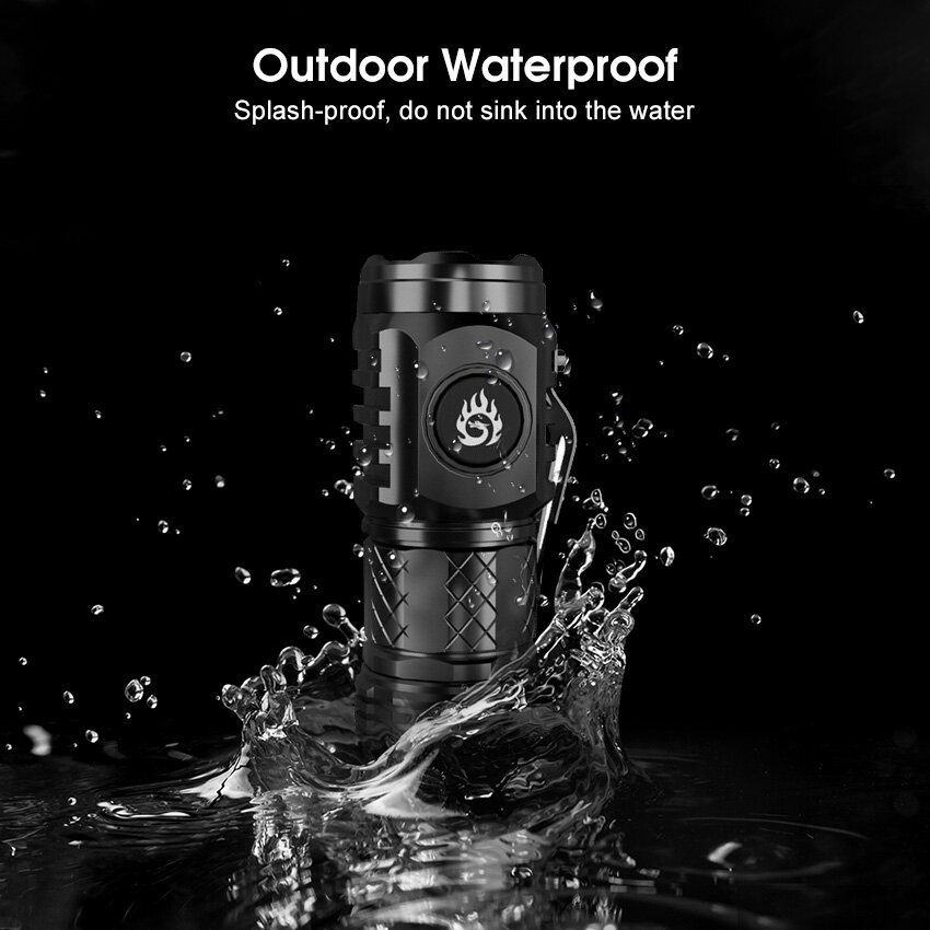 Auoyo Powerful Mini Flashlight Long Distance Keychain Super Bright  LED Torch Light Flashlight Portable Rechargeable Flashlight Outdoor Pocket Size Waterproof Flashlight USB Rechargeable for Hiking Camping with Power Indicator