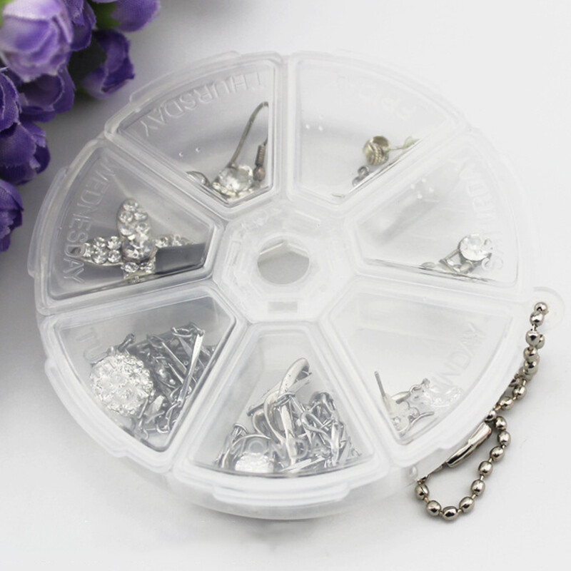 Portable Pill Storage Box 7 Compartment Travel Jewelry Storage Box