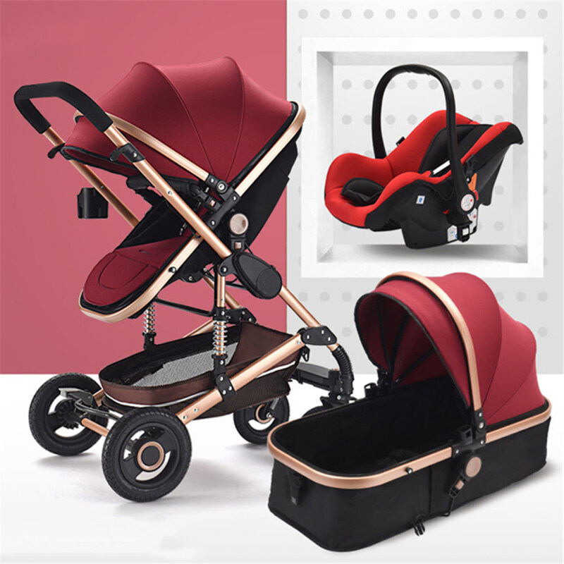 3 in 1 Baby Stroller Foldable High view Landscape Stroller Folding Baby Carriage Car Seat Singapore