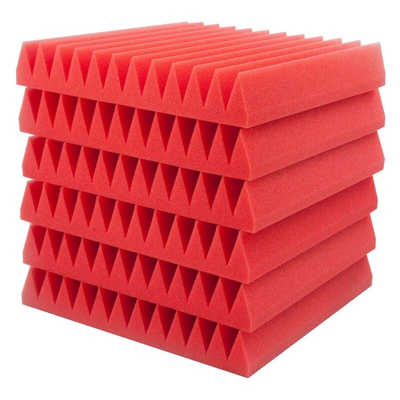 6 Pcs Red Acoustic Panels Soundproofing Foam Acoustic Tiles Studio Foam Sound Wedges 5x 30x30cm Malaysia