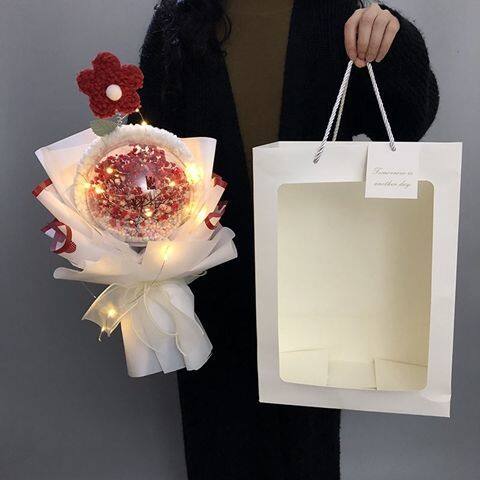Creative Gift with Lighted Flower Bouquet, High-end Holiday Birthday Gift, Gift Box Packaging