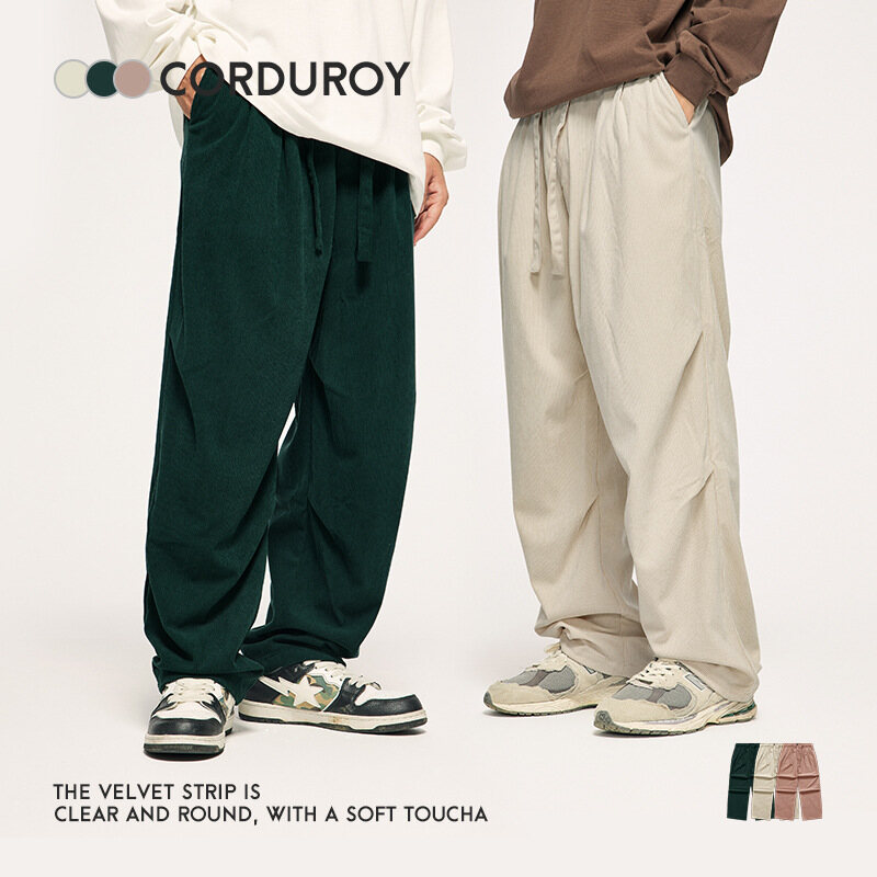 INFLATION brand corduroy wide leg pants new autumn 2023 trendy brand loose casual paratrooper pants, straight leg pants