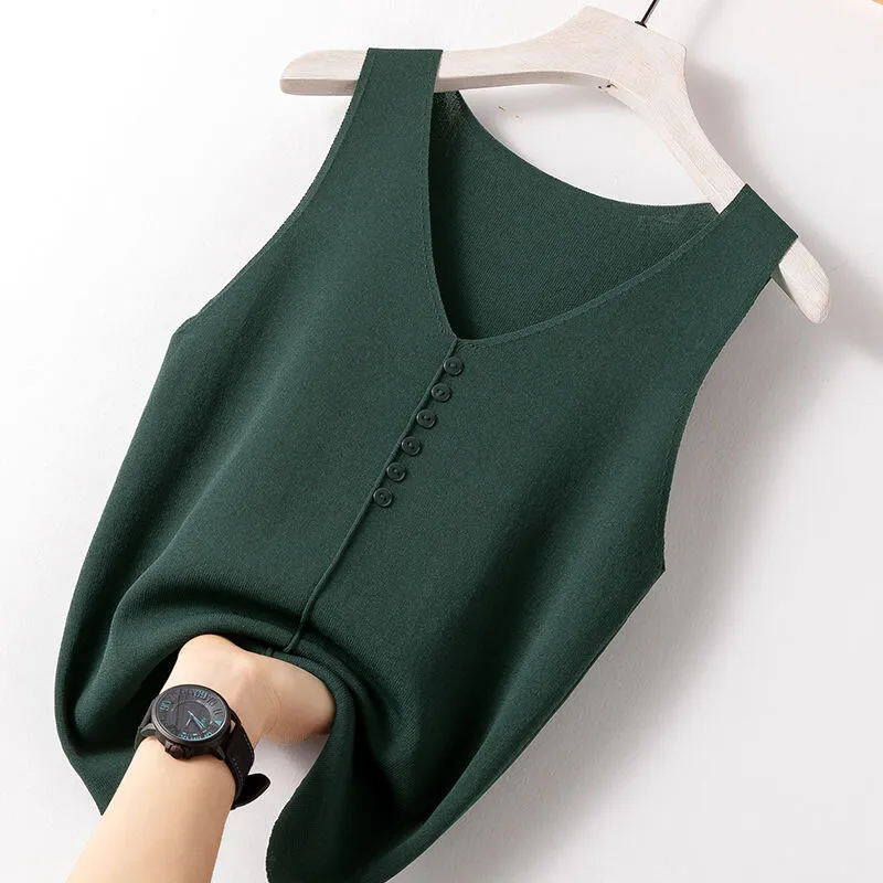 Sling Sleeveless Vest Women's Outer Wear Jacket Women Summer All-match Temperament Plus Size Women's Loose Version Small Vest
