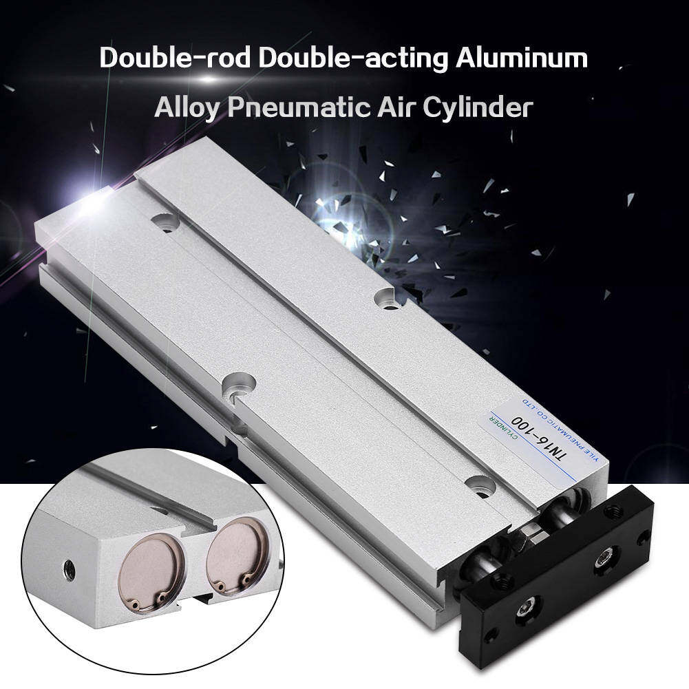 1pc 16mm Bore Double-rod Double-acting Aluminum Alloy Pneumatic Air Cylinder