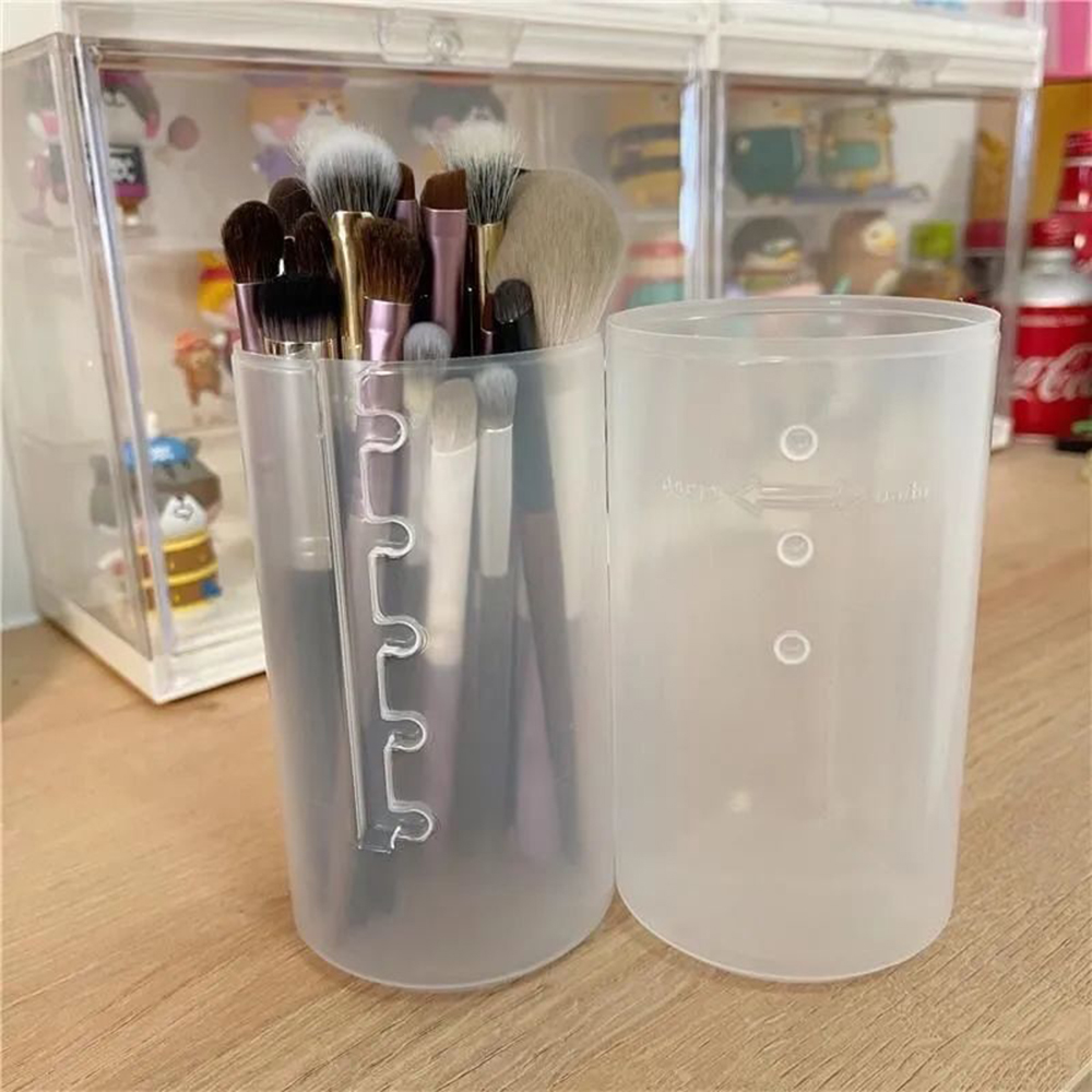 sanhe 1pcs Transparent PVC Dustproof Storage Box Adjustable Height Makeup Brush Box with Lid