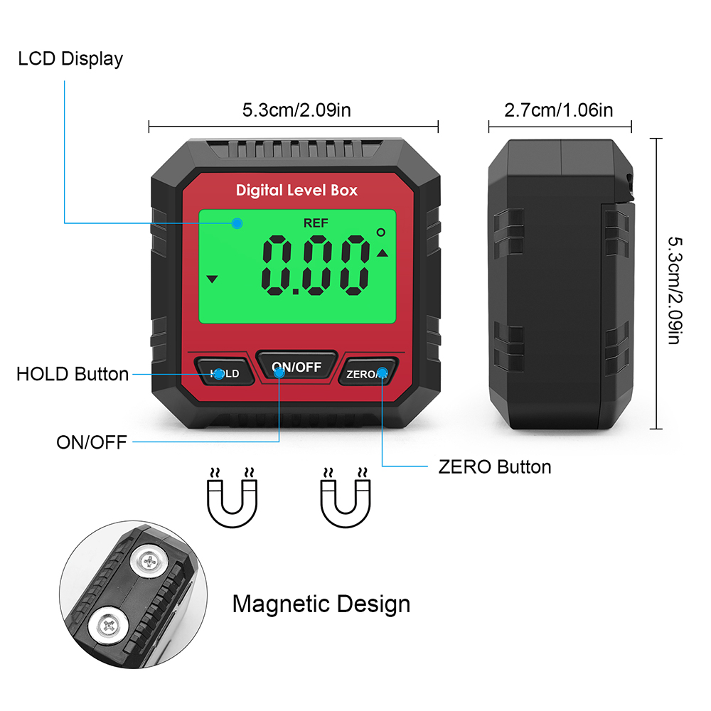 FocusAi  90 Degree Digital Protractor Inclinometer Level Meter Goniometer Measuring Inclinometer
