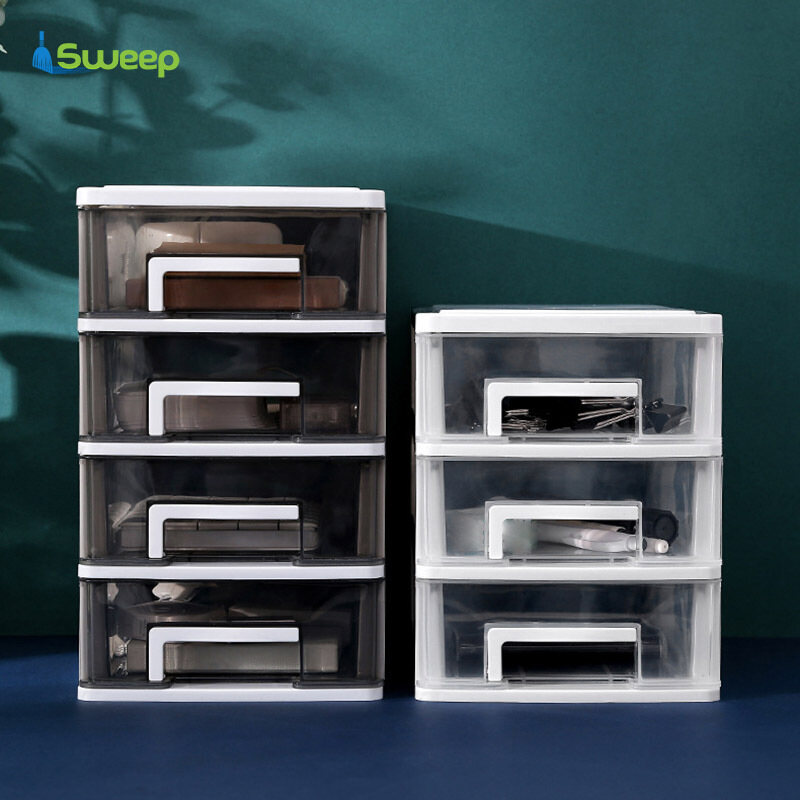 【Ready Stock】Plastic Desktop Drawer Transparent Sundries Small Objects Storage Case Organizer