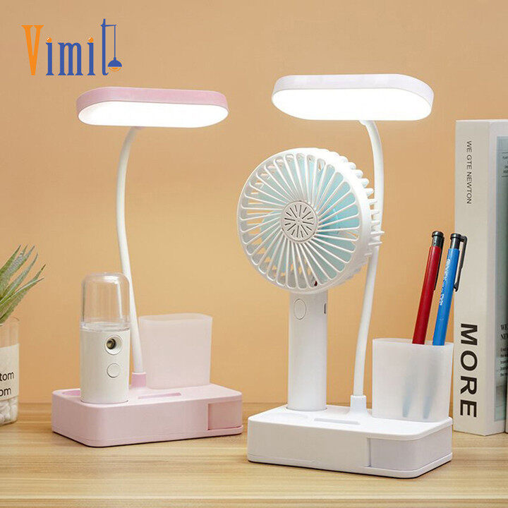 Study lamp with store fan