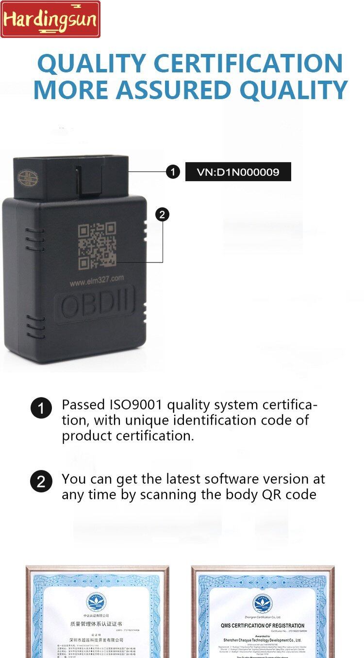 Hardingsun Elm327 Obd2 Mini Elm327 Bluetooth V1.5 Automotive Scanner Code Reader Elm 327 Obd 2 Scan Tool Ecu Car Diagnostics Tools