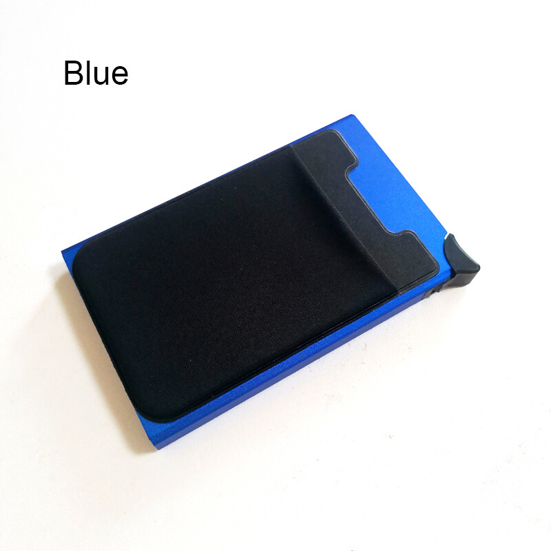 Slim Smart Wallet With Elasticity Back Pouch ID Credit Card Holder Mini RFID Aluminum Wallet Automatic Pop up Bank Card Coin Case