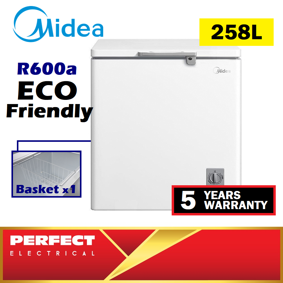 Midea 258L Chest Freezer WD260WA R600a Eco Friendly Energy Saving Peti Sejuk Beku FREE Basket