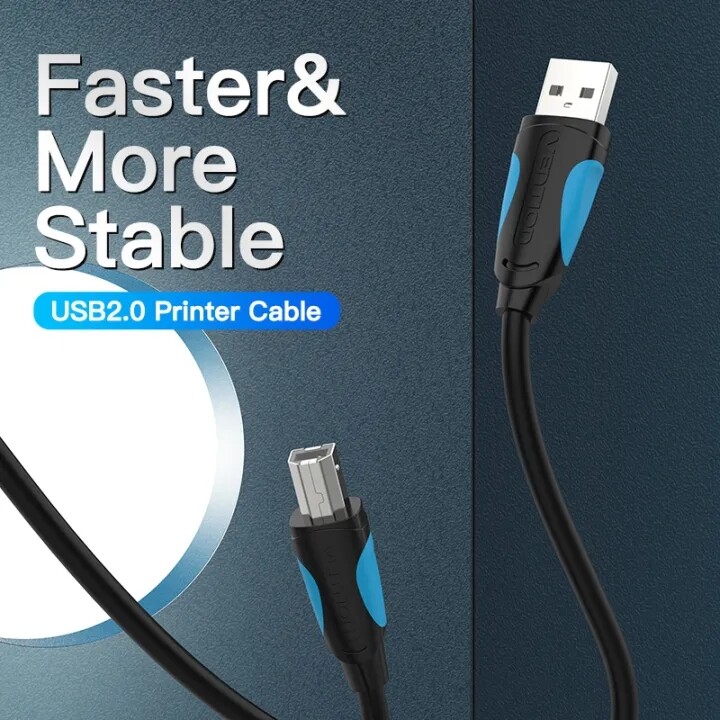 Vention Cáp In USB 2.0 Cáp USB Máy Quét Dữ Liệu Đồng Bộ USB 2.0 Loại A Đực Sang B Đực 1M 2M Cho Máy In HP Canon Epson