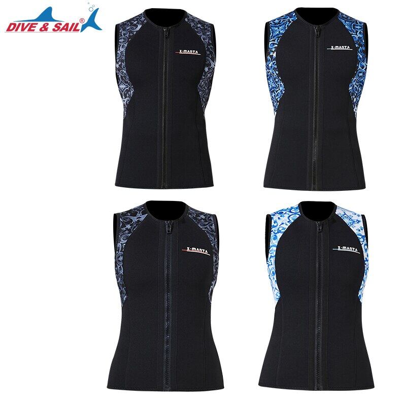 ZZOOI Adult Women Men Wetsuit Top 3mm Neoprene Swimsuit Jacket Sleeveless Front Zip Shirt Shorts