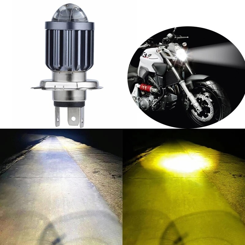 H4 18w Led 3 Cob Dc 12v White Motorcycle Headlight Bulb 2000lm 6500k Hilo Beam High Power Super 1645