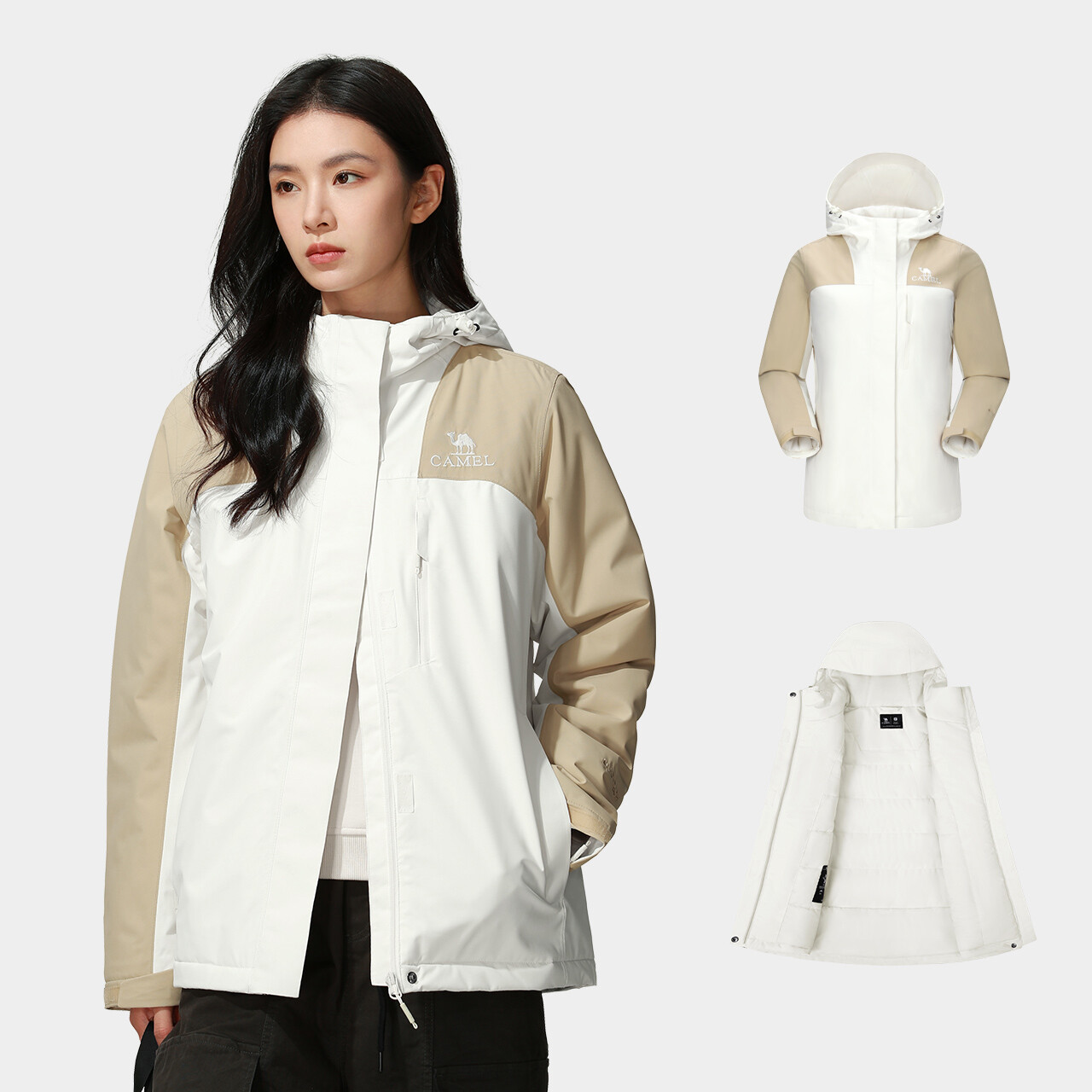Cameljeans Áo khoác nữ chống gió ngoài trời mùa đông cotton không thấm nước áo khoác Jacket dày