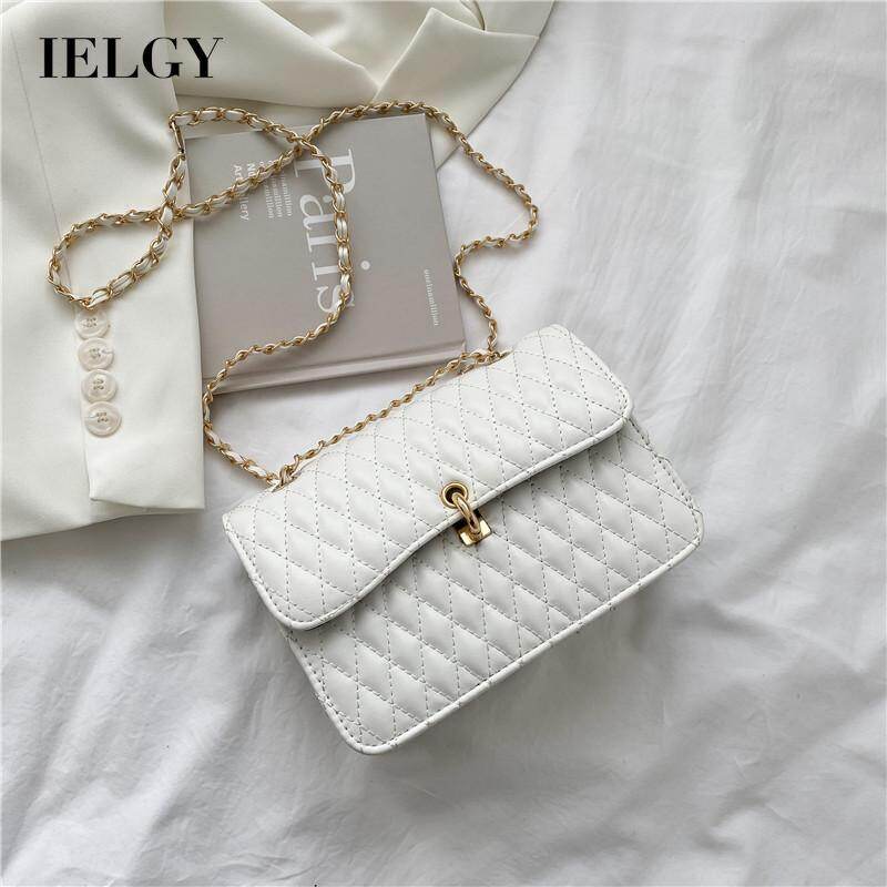 IELGY women's chain shoulder strap rhombus diagonal simple shoulder bag