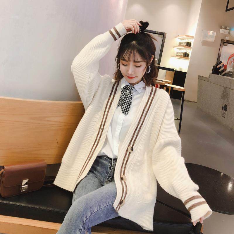 Thời trang Tay Dài Dệt Kim Cardigan Nữ Áo Len Xu Hướng Colorblock Rời Plus Kích Thước Áo Khoác Mùa Đông Thường Khoác Áo