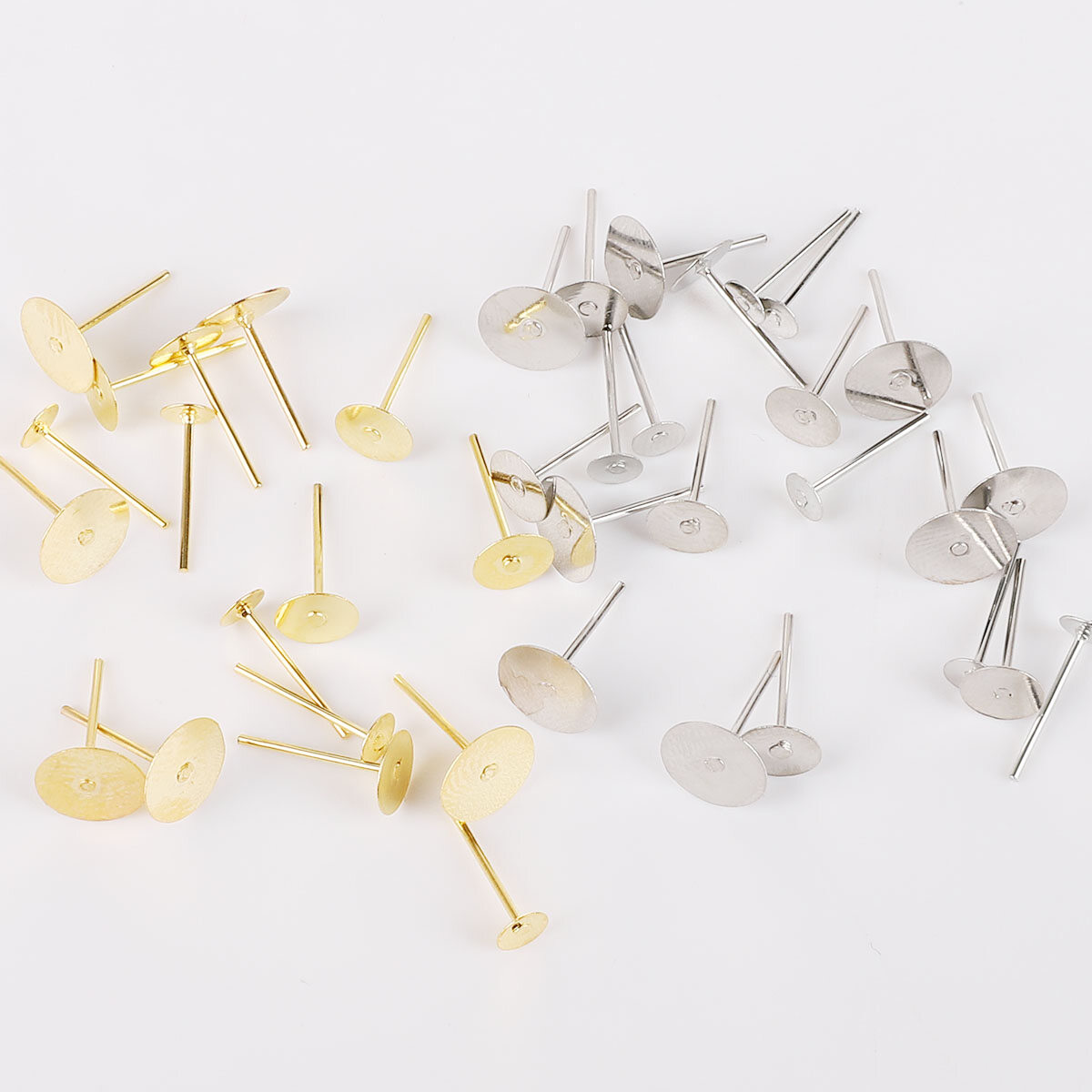 100 Cái/túi 4/6/8Mm Bông Tai Cài Đặt Trống Vòng Cơ Sở Cabochon Stud Tai Phẳng Cơ Sở Bài Viết Tinh Khiết Cắm Hoa Tai