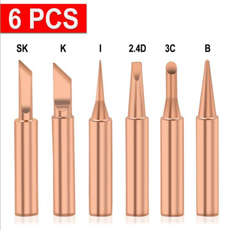 HITN 5/6pcs Pure Copper 900M-T Solder Iron Tip Lead-free Solder Tip Welding Head