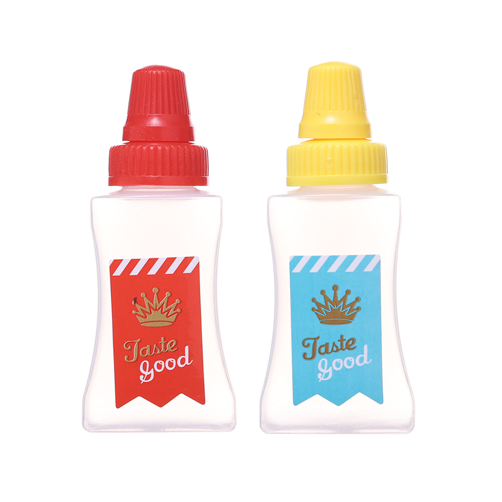 2pcs/set Mini Condiment Squeeze Bottles Portable Small Sauce Salad Dressing Container Bento Box Sauce Squeeze Bottle