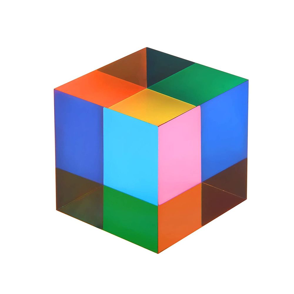 YAO06 Hexahedral Children's Popular Science Glass Accessories Optical Experimental Equipment Beam Furniture Ornament Cube Prism Photographic Prism Optics Glass Desktop Decoration