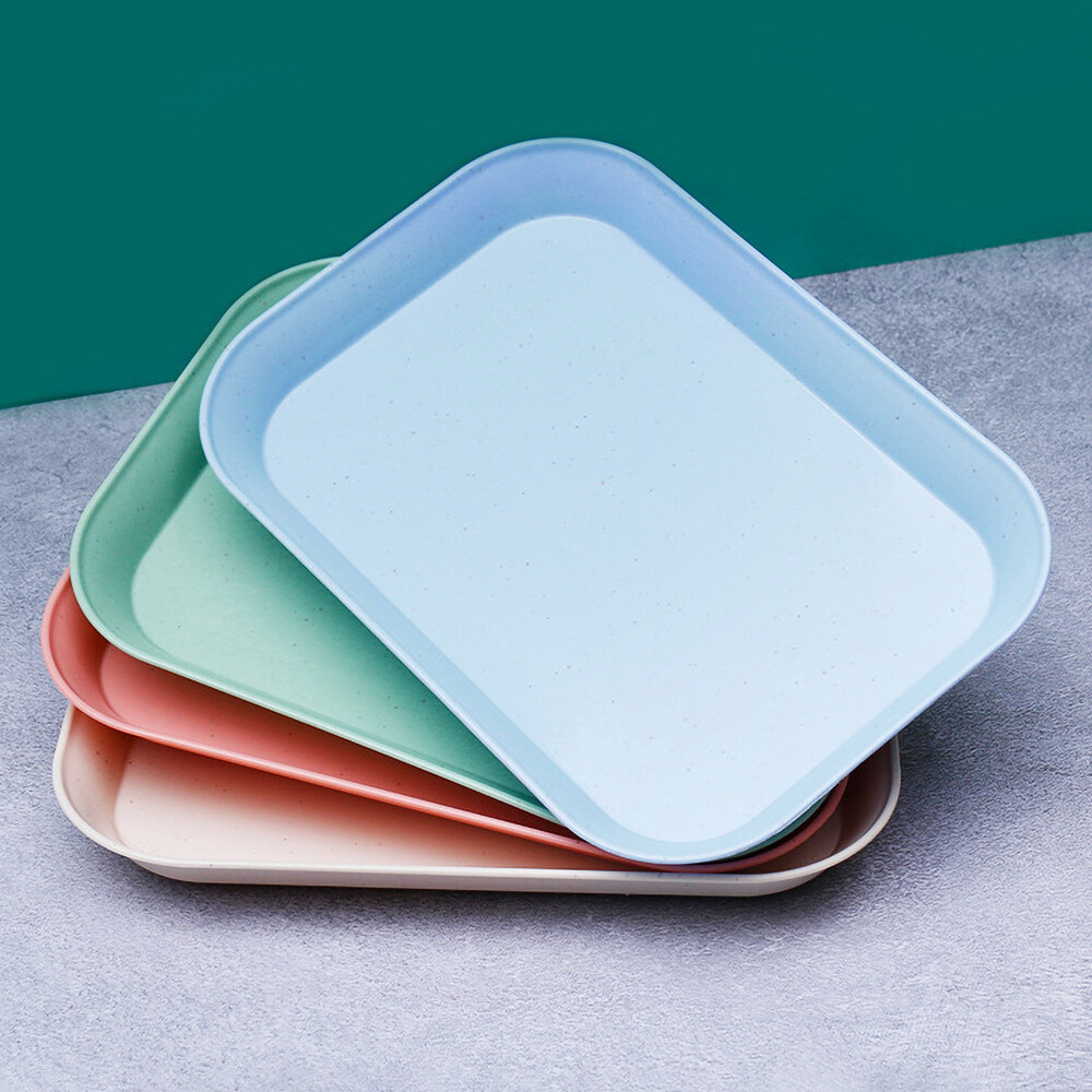 【 88 Homestore】đĩa Hình Chữ Nhật Bằng Rơm Lúa Mì Sáng Tạo Đĩa Mì Ống Sushi Tráng Miệng Đĩa Bộ Đồ Ăn Lành Mạnh Dụng Cụ Nấu Ăn Nhà Bếp