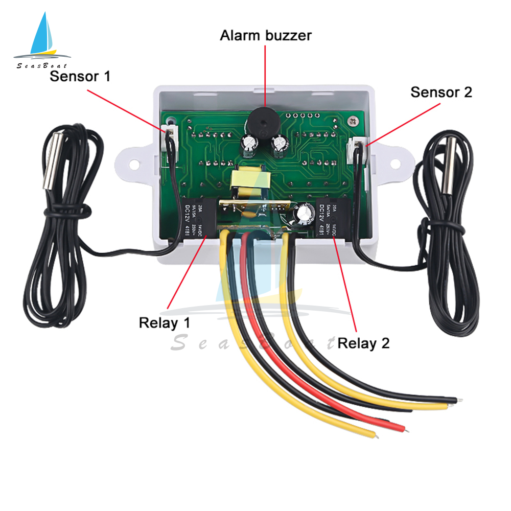 【Seasboat】 W1088 Dual LED Digital Temperature Sensor Meter Controller Electric Heating Thermostat 12V/24V/110-220V Aquarium Incubator Thermoregulator