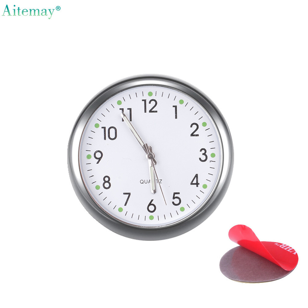 Aitemay Car Luminous Quartz Clock Automotive Internal Stick-On Digital Mini Watch with Double-sided Glue Sticker
