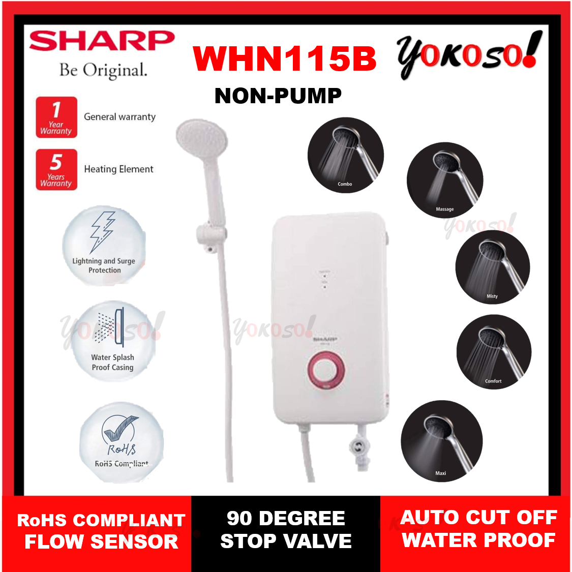 SHARP WHN115B WATER HEATER / HOT SHOWER / NON-PUMP | Lazada