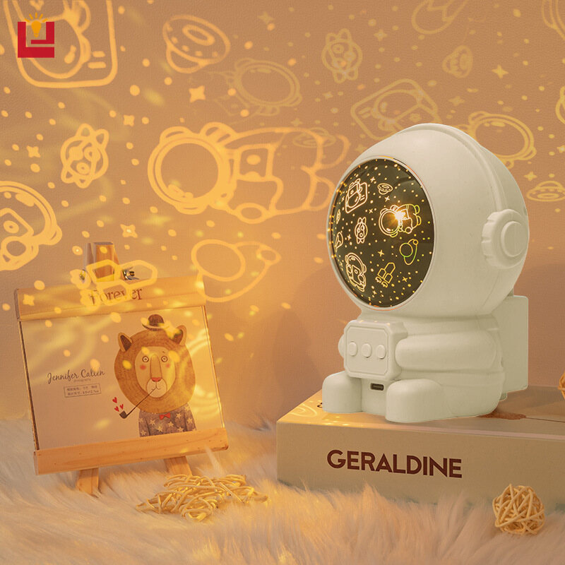 decorative light, creative bedroom mood light, astronaut projector, night light, glowing toy gift for children