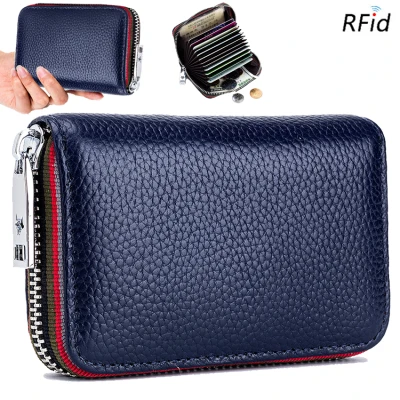 Novco RFID Credit Card Holder for Women, Leather Zipper Card Wallet Security Wallet High Quality for Women Pillow Cards Purse