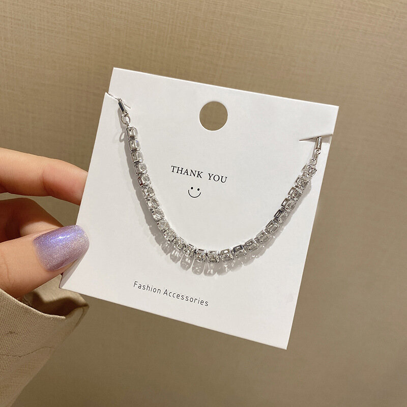 WHC Jewelry Shiny Zircon Tennis Chain Bracelet for Women Fashion Adjustable Design Luxury Bracelet