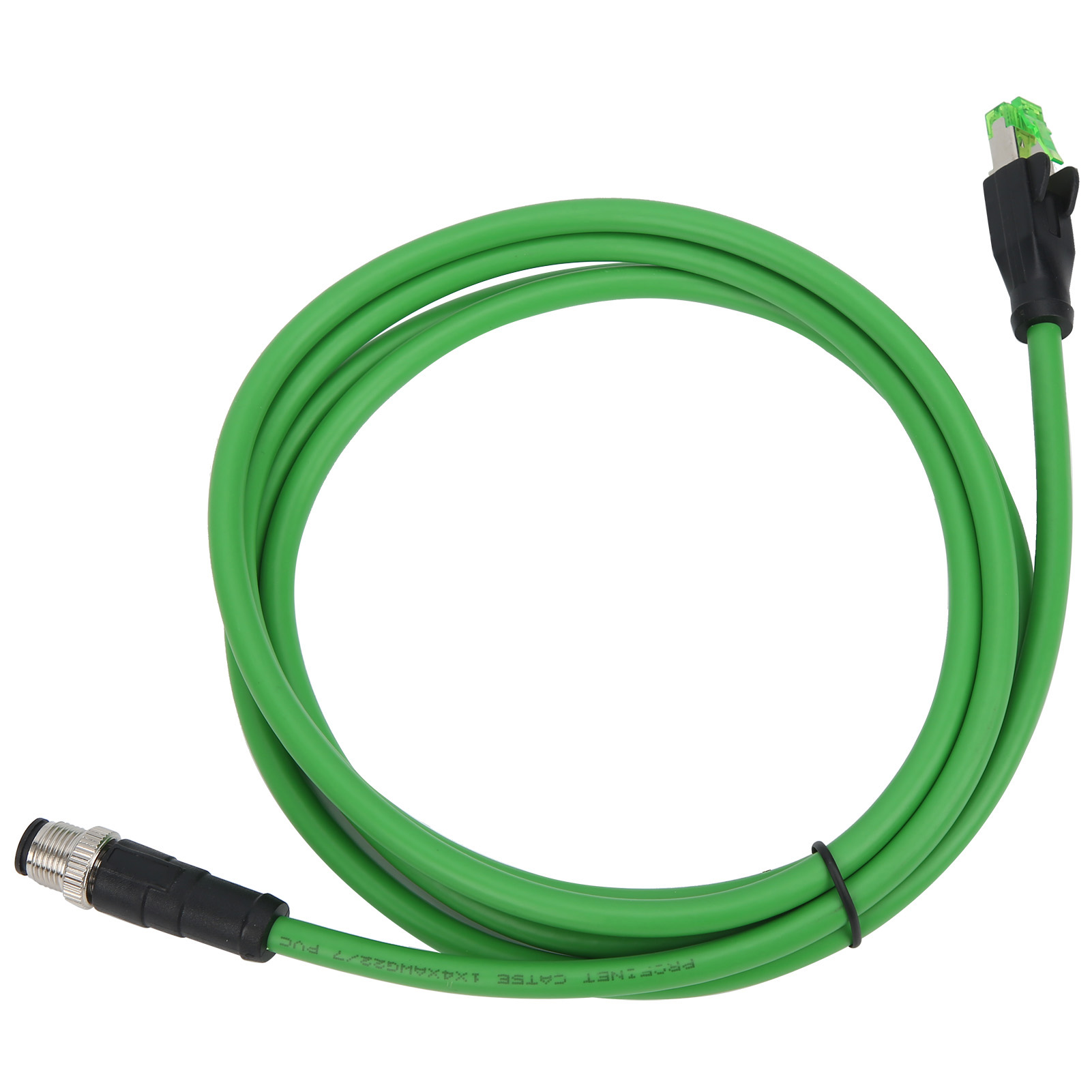 Patch Cord M12 RJ45 Connector Ethernet Shielded Cable 24 AWG Wire IP67 Waterproof