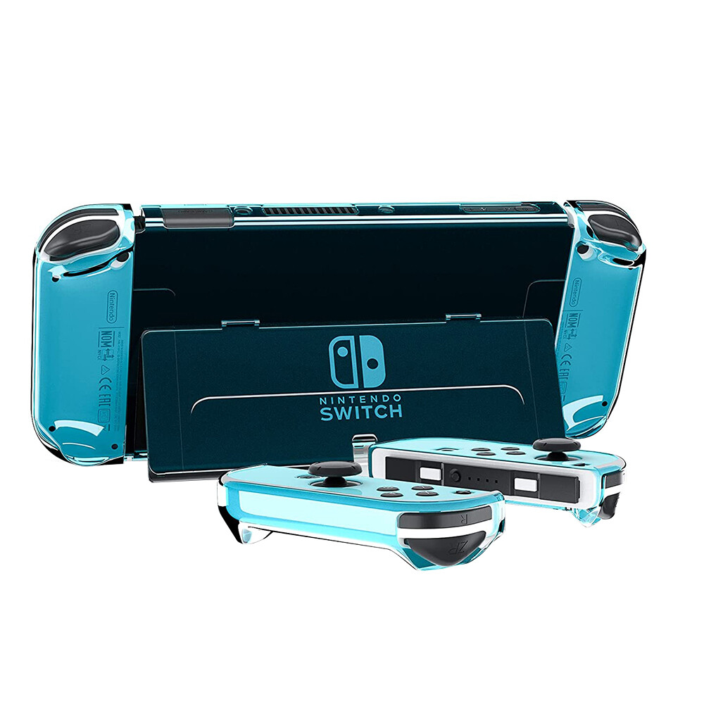 NS Ốp Bảo Vệ Trong Suốt Bằng Nhựa PC Cứng Cho Nintendo Switch OLED 2021 Ốp Có Thể Gắn Với Chân Đế Lật Vỏ Cần Điều Khiển Và Bảng Điều Khiển Joy-Con Với Kính Cường Lực Miễn Phí Cho OLED