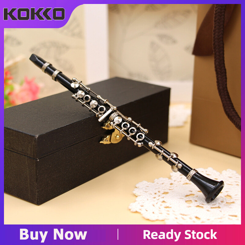[Ready Stock]KOKKO Clarinet Model Mini Musical Instrument Miniature Desk Decor Display with black leather box + bracket