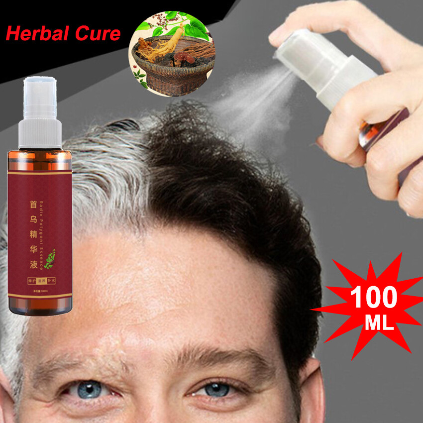 Herbal Cure White Hair Treatment Spray 100ML Herbal Shouwu Hair Liquid Change White Gray Hair To Black