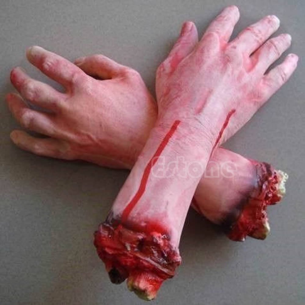 1Pc Lifesize Human Arm Hand Bloody Dead Body Parts Haunted House Halloween Prop