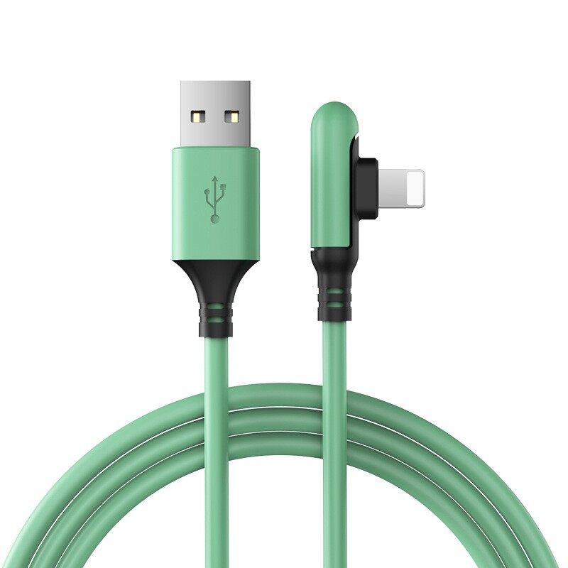 90 Degree 3A Fast Charging USB Cable Cord /Fast Charging Charger Liquid Silicone Data Cable Compatible with IPhone