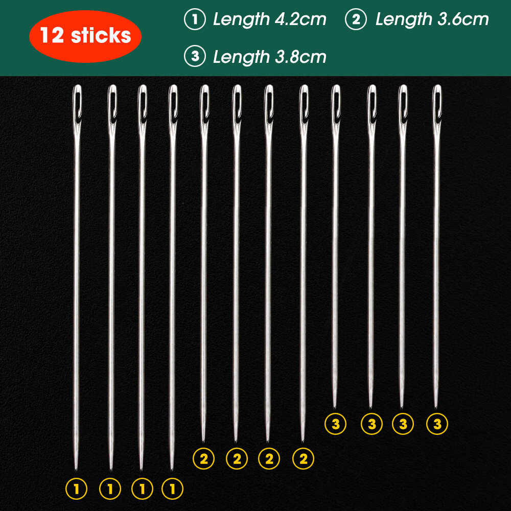 12Pcs Multi-size Side Opening Blind Needle Sewing Self-Threading Hand Needles Embroidery Handmade DIY Accessories