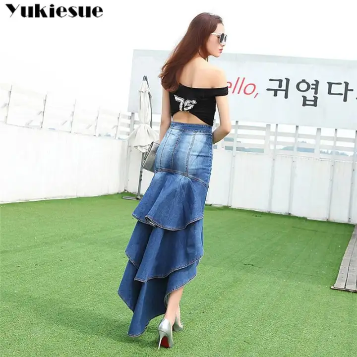 fish cut jeans skirt