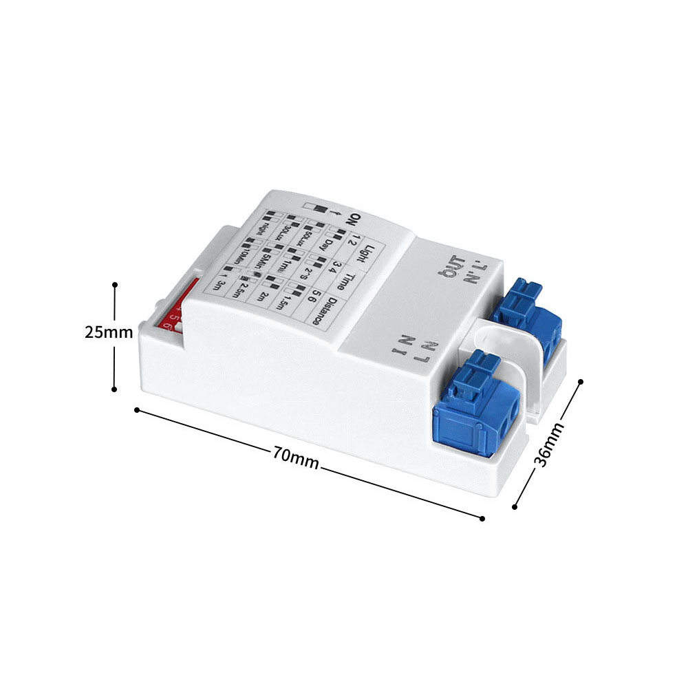 Ac 220V thời gian có thể điều chỉnh 5.8GHz Radar vi sóng Công tắc cảm biến chuyển động cơ thể Detector Rơle tác dụng chậm chuyển đổi đèn Led cảm biến