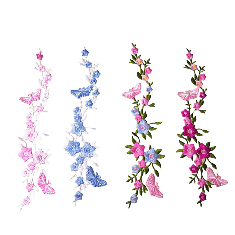 Butterflies Flower Applique Clothing Embroidery Patch Fabric Sticker Iron on Sew on Patch Craft Sewing Repair Embroidered
