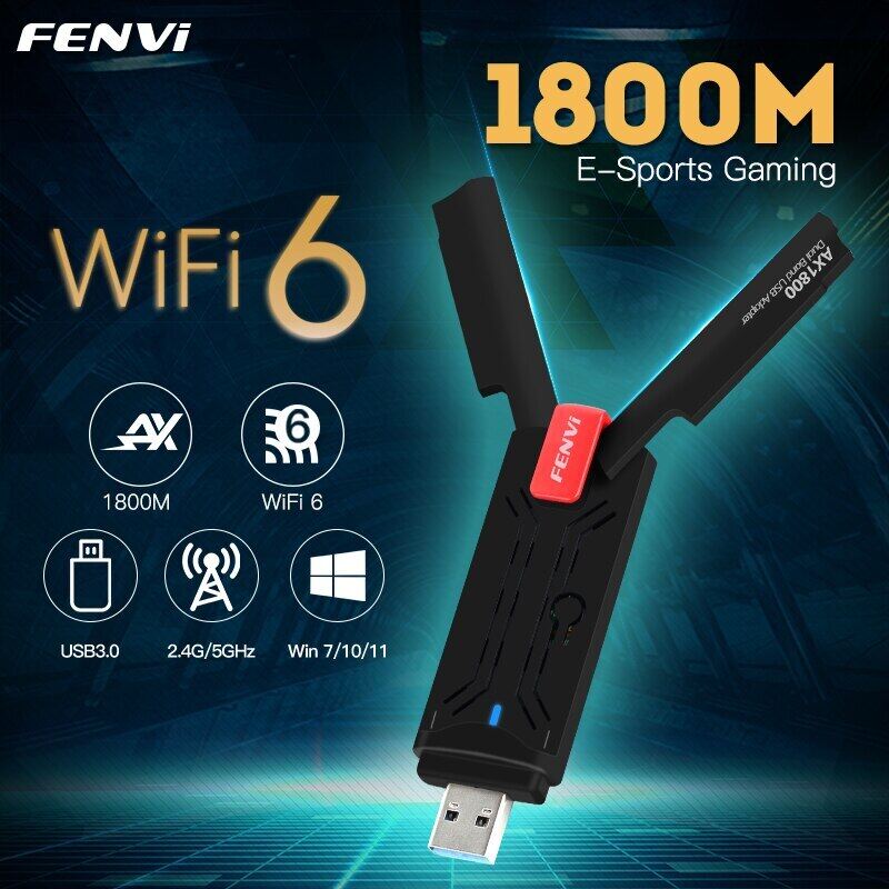 Fenvi wifi 6 usb adapter dual band ax1800 2.4g 5ghz wireless wifi 6e axe3000 dongle network card usb 3.0 wifi adapter win7 10 11